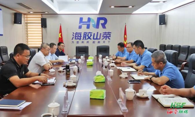 艾轶伦在海南橡胶山荣分公司座谈。